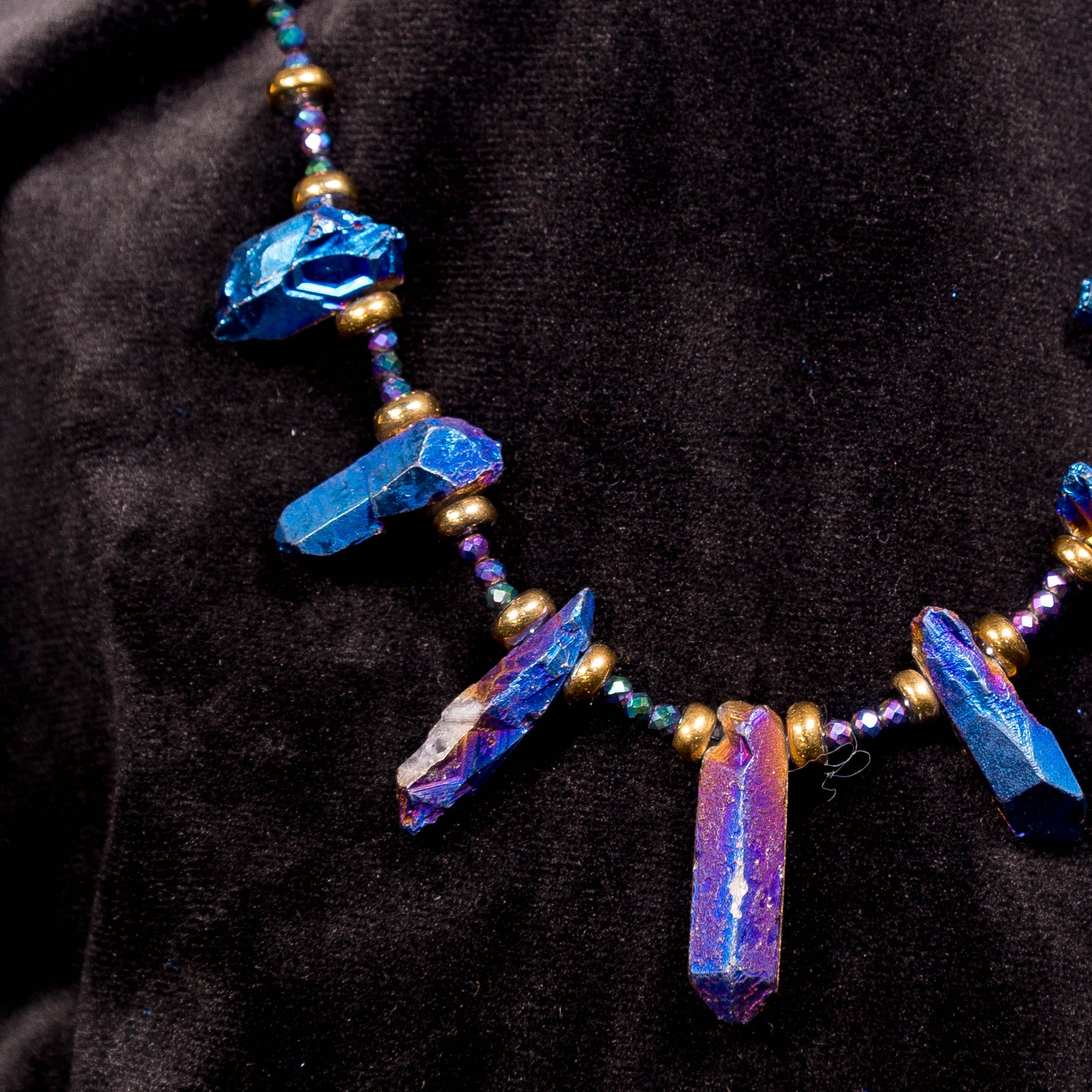 Cobalt Shard Necklace - Raw Titanium Quartz