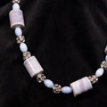 Sky Marble Necklace - Pale Blue & Silver Pave