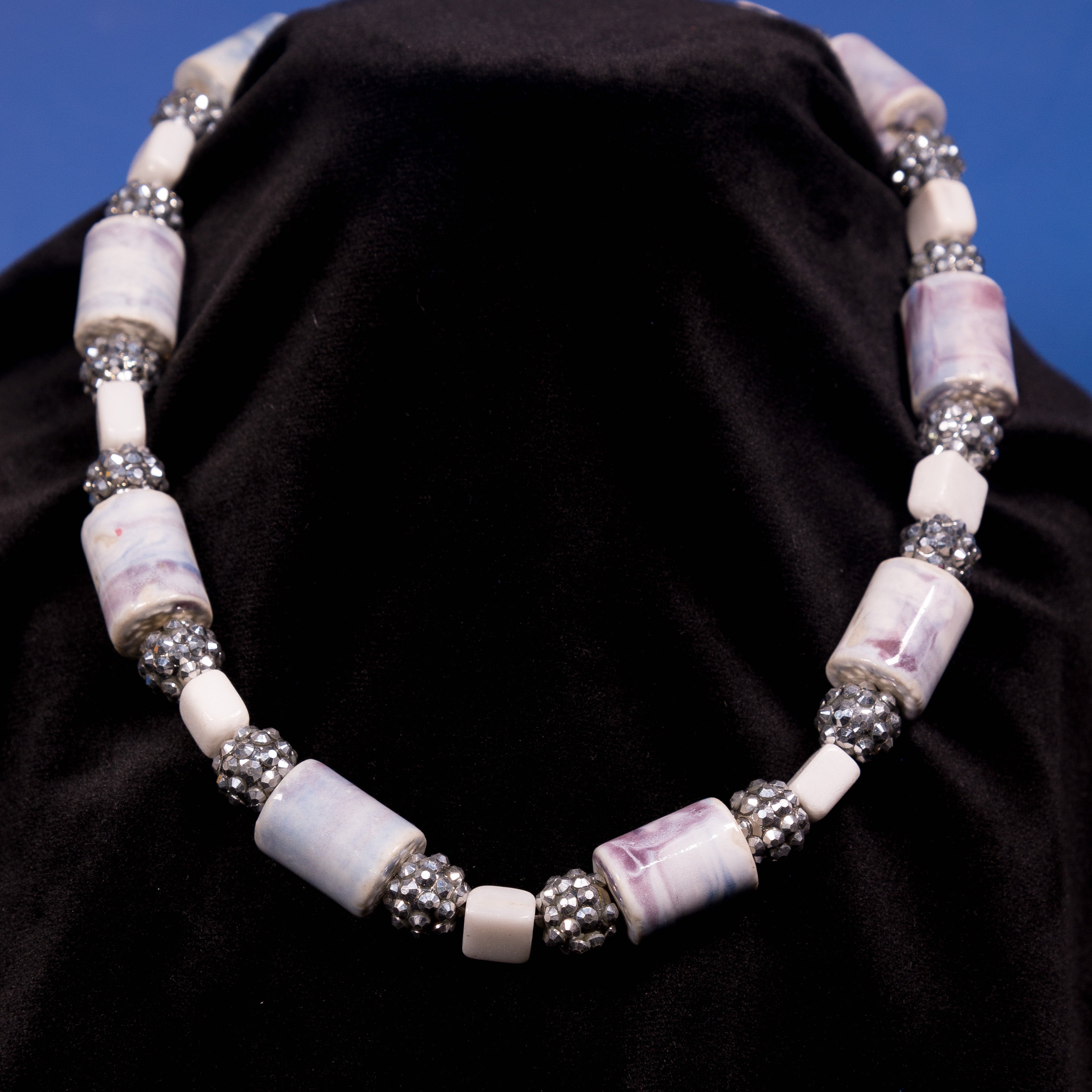 Storm Marble Necklace - Stone & Silver Pave