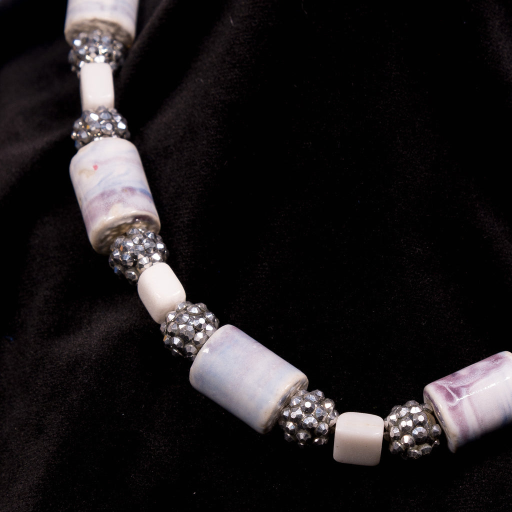 Storm Marble Necklace - Stone & Silver Pave