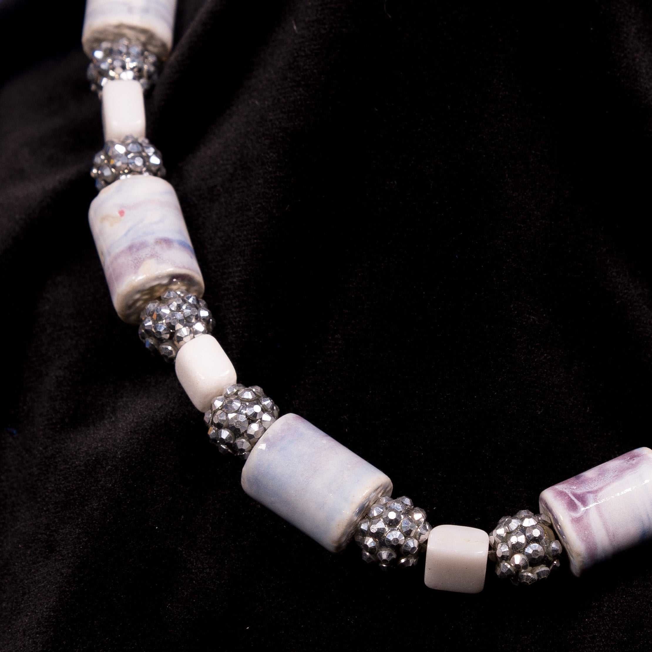 Storm Marble Necklace - Stone & Silver Pave