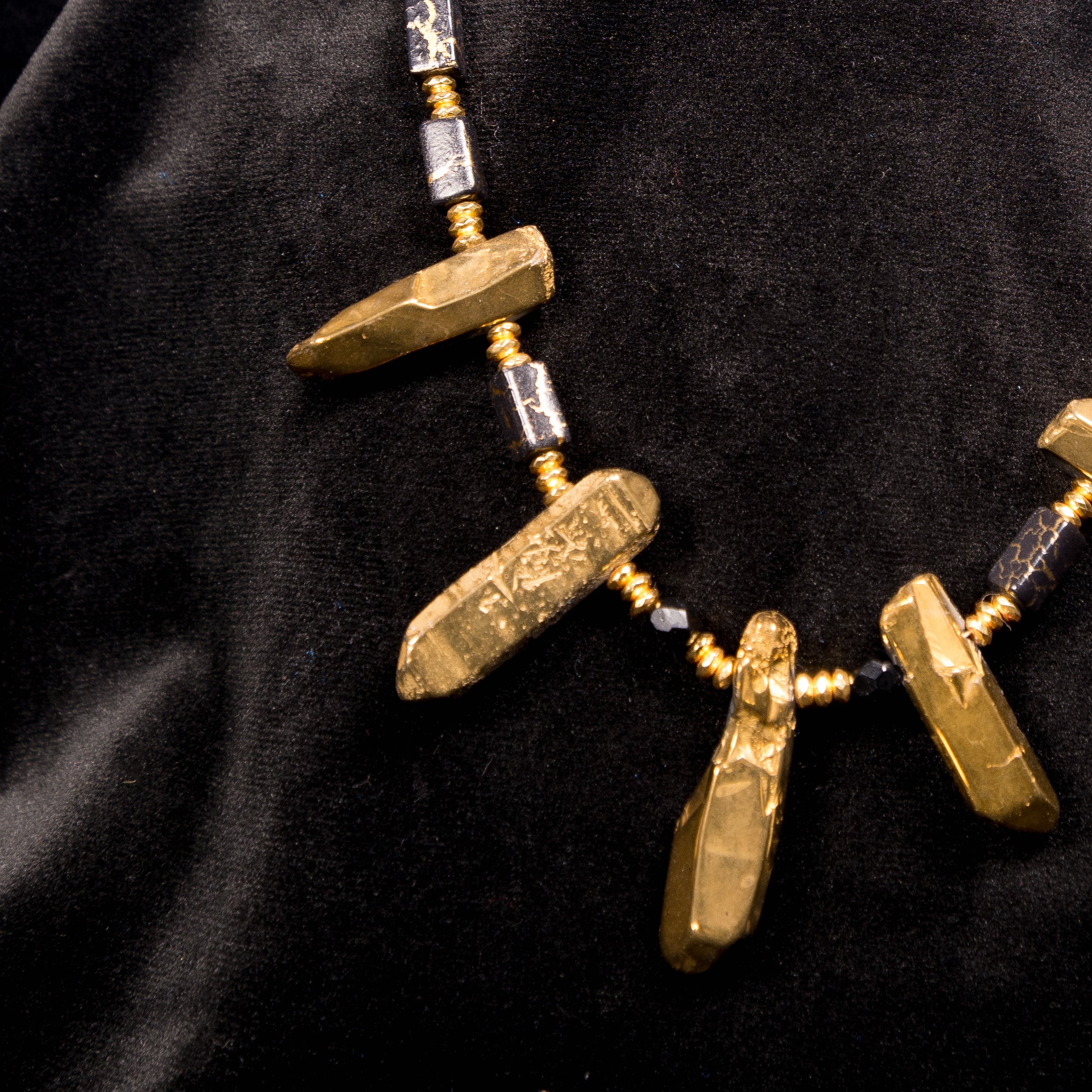 Noir & Gold Necklace - Raw Quartz Statement