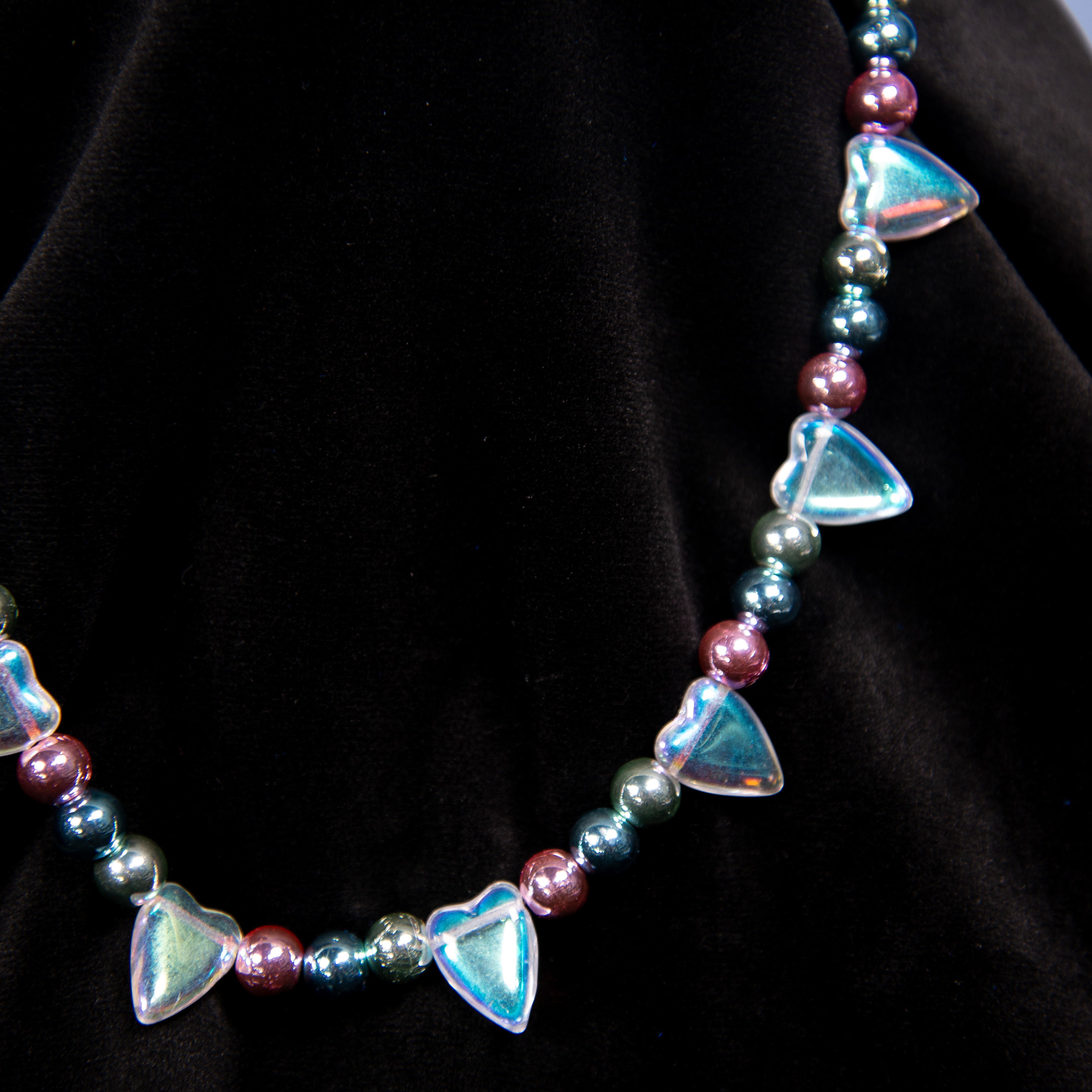 Aurora Shield Necklace - Iridescent Triangle & Rose